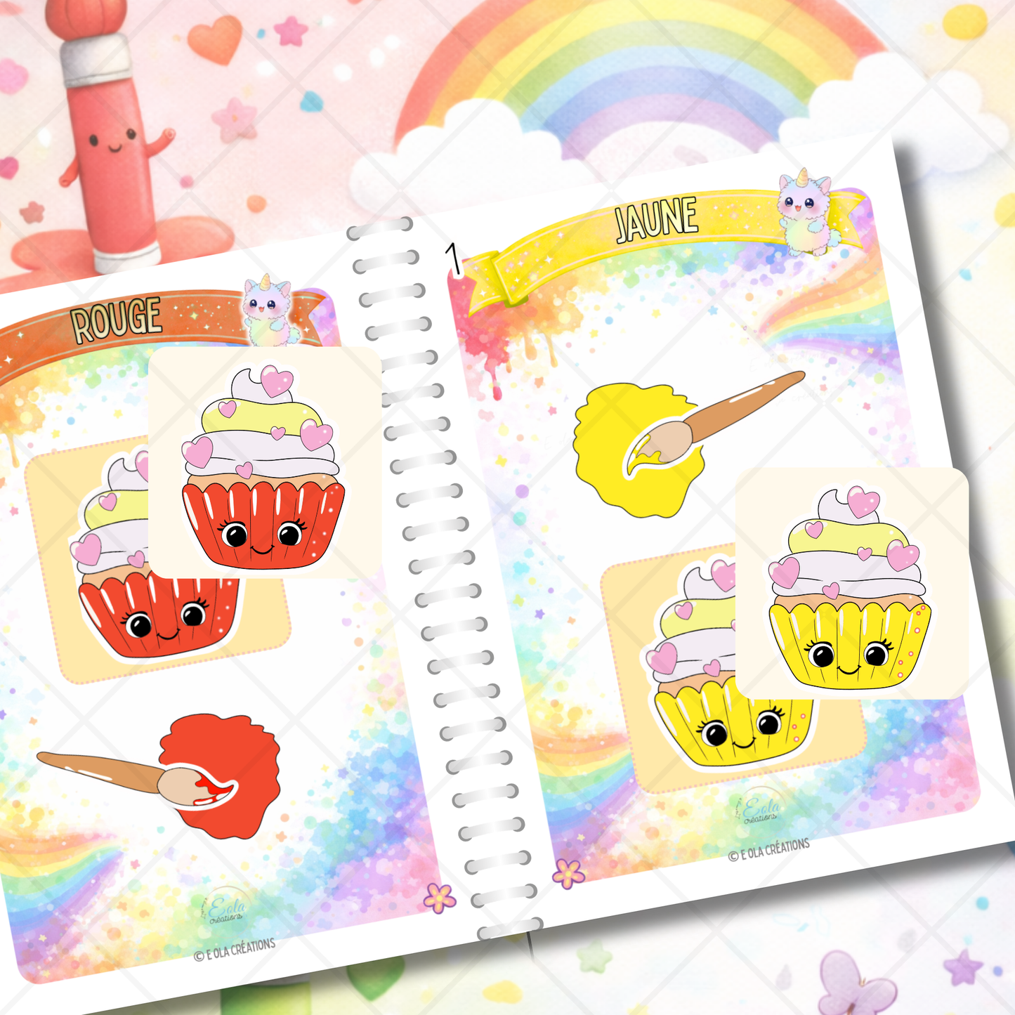 Cahier d'éveil " Je découvre les couleurs " CUPCAKES