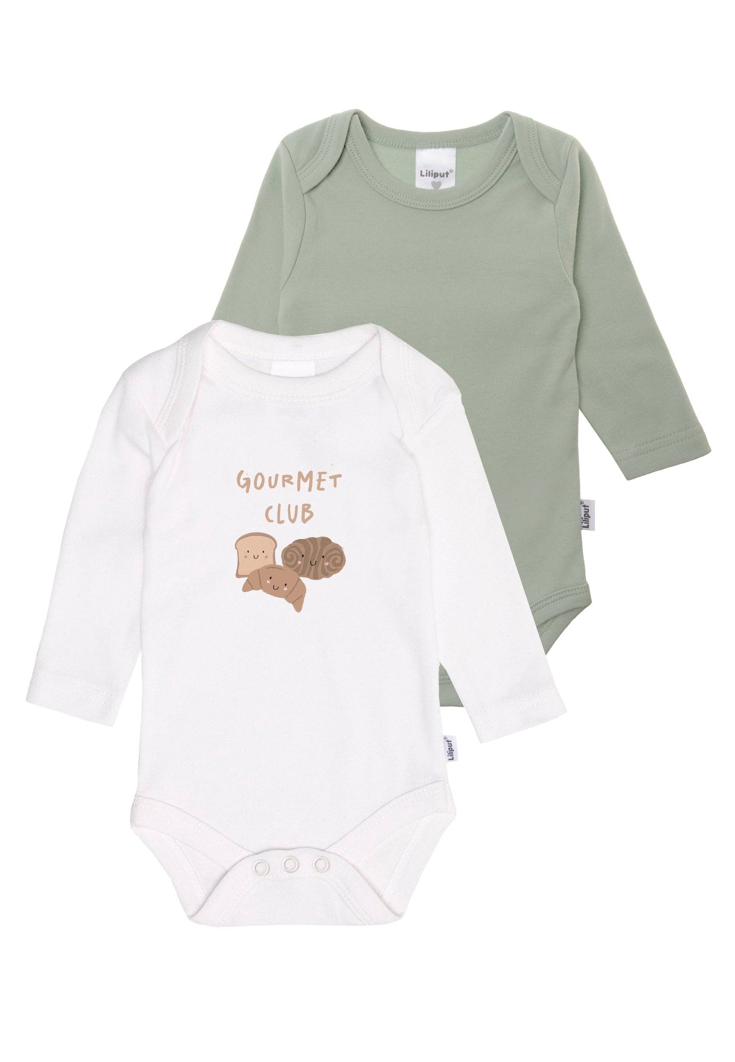 Lot de 2 Bodies Manches longues - Blanc & Vert Sauge