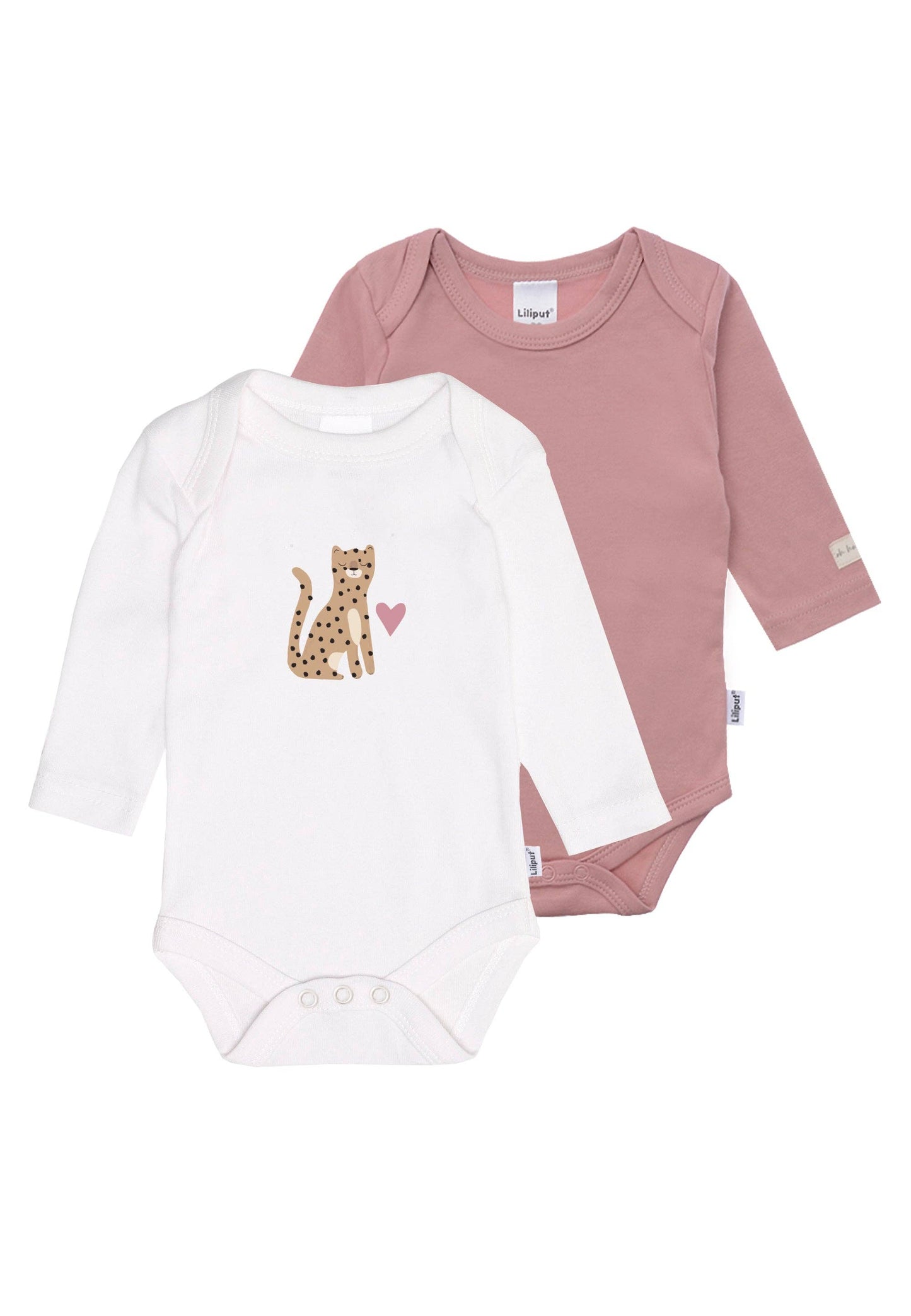 Lot de 2 Bodies Manches longues - Blanc & Vieux Rose