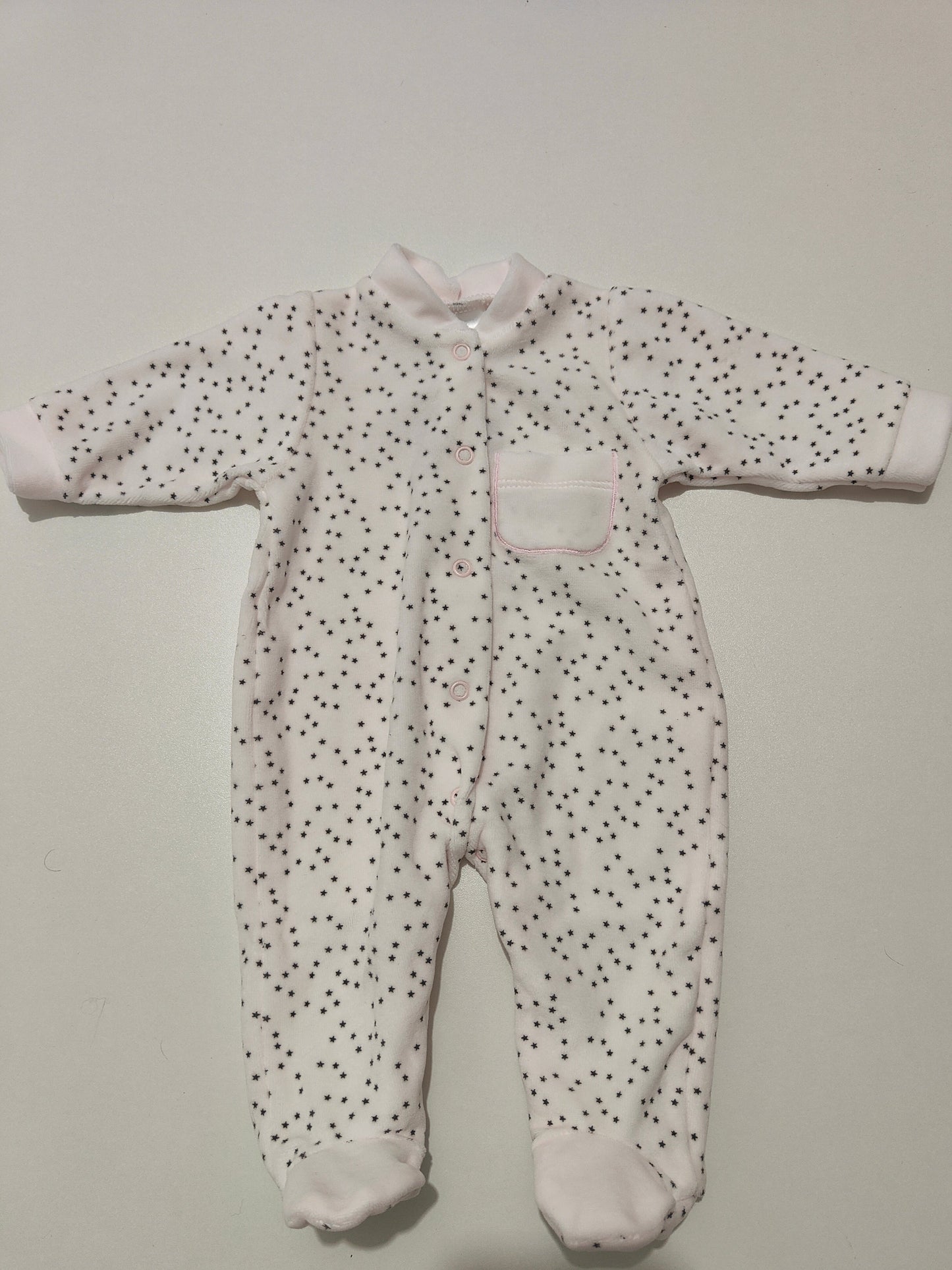 Pyjama en Velours - Blanc Imprimé Étoiles